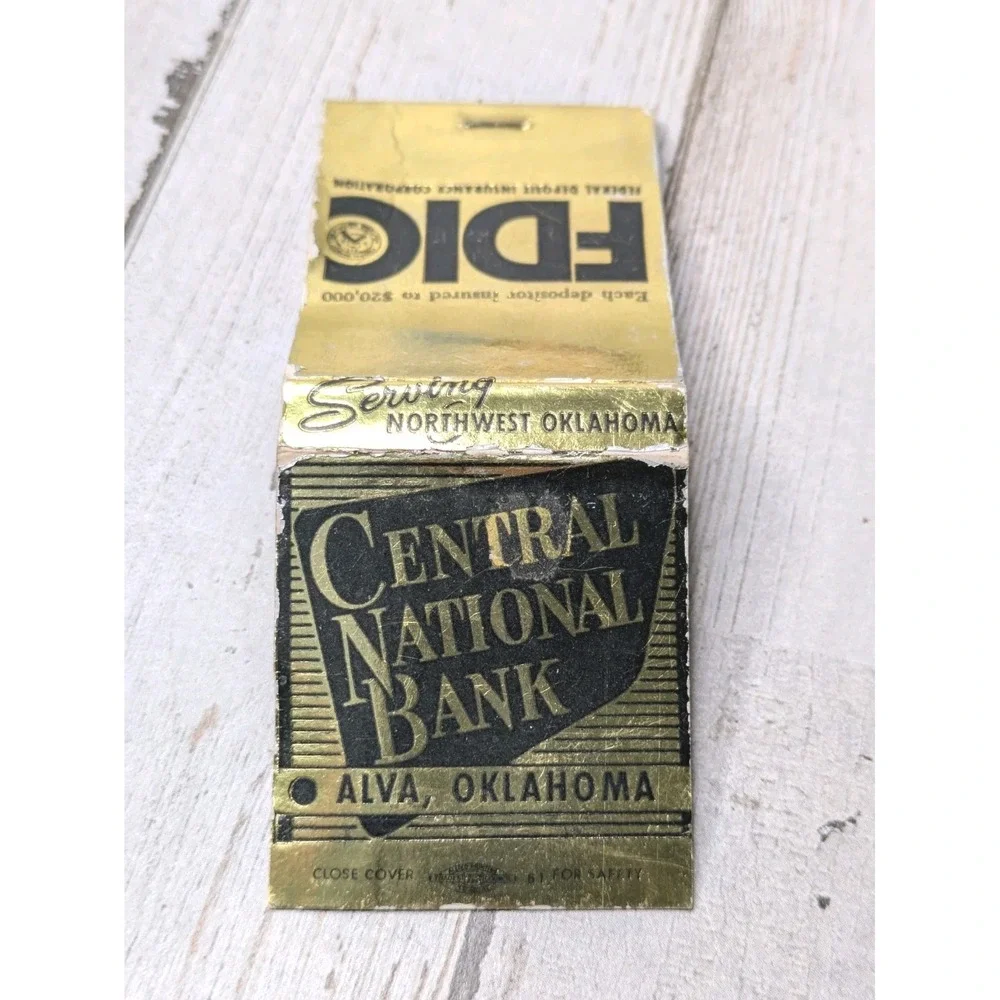 Vintage Matchbook‎ Cover Central National Bank Alva, Oklahoma